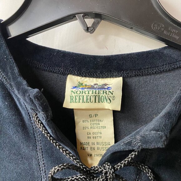 Northern Reflections Velour Black Long Sleeve Cotton/Polyester Top S/P - Picture 5 of 5